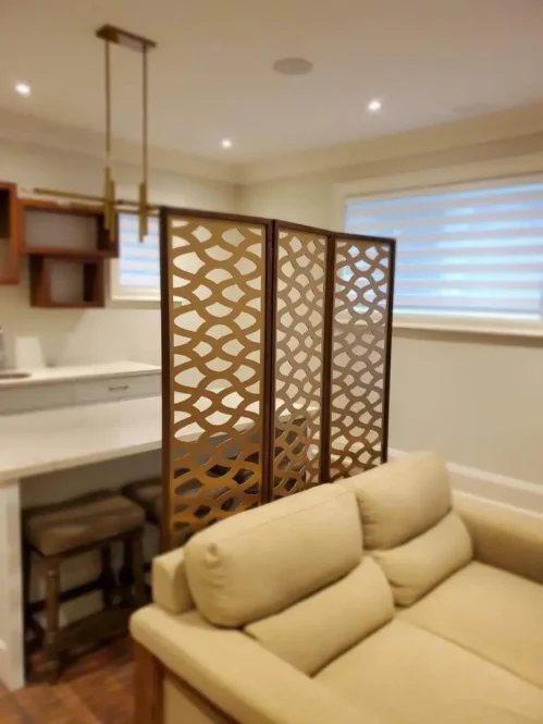 Diamond Design Gold Bronze Room Divider with Wood Frame - 3 Panels