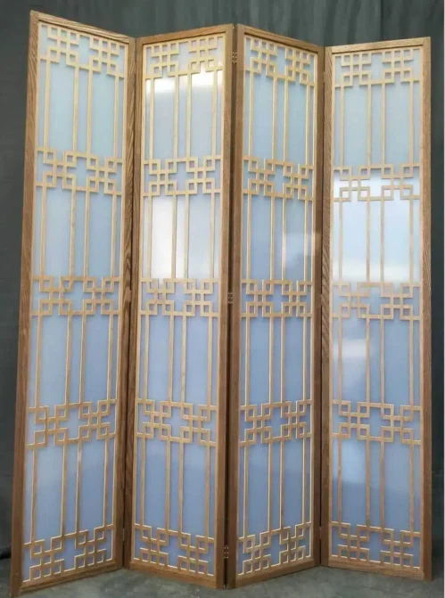 Key Design Bronze Aluminum Room Divider Translucent with Wood Frame