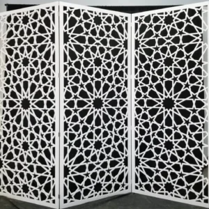 Star Design Room Divider - White PVC - 3 Panels